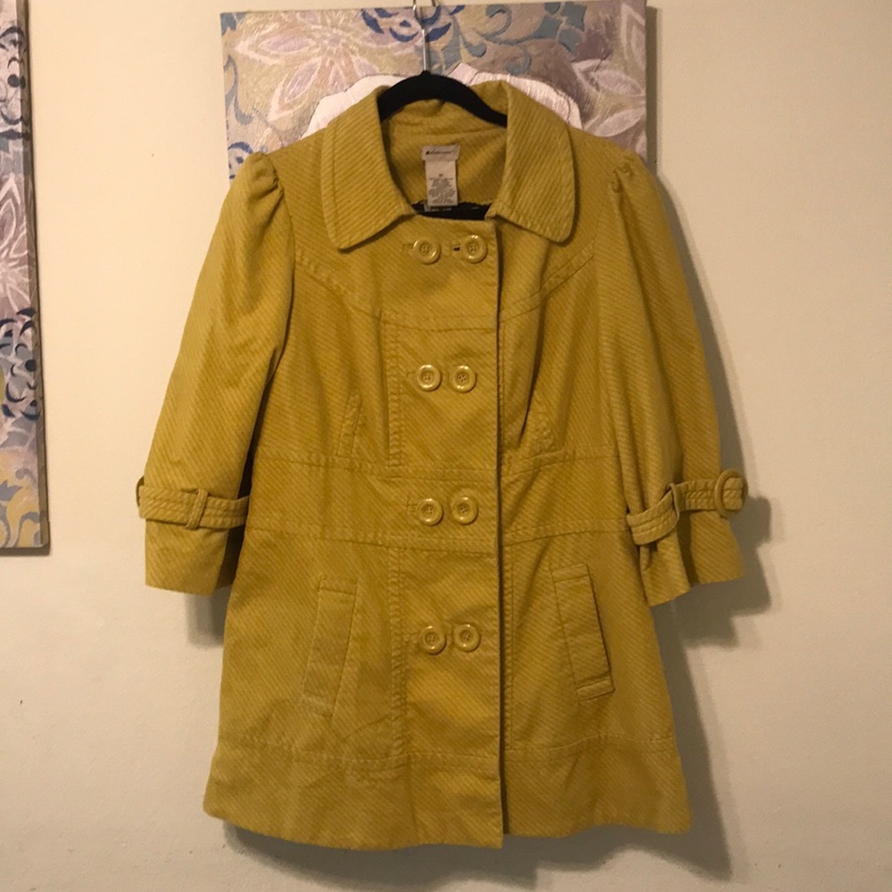Anthropology Elevenses Yellow Velvet Coat Size 10